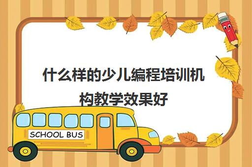 什么样的少儿编程培训机构教学效果好 什么样的少儿编程培训机构教学效果好